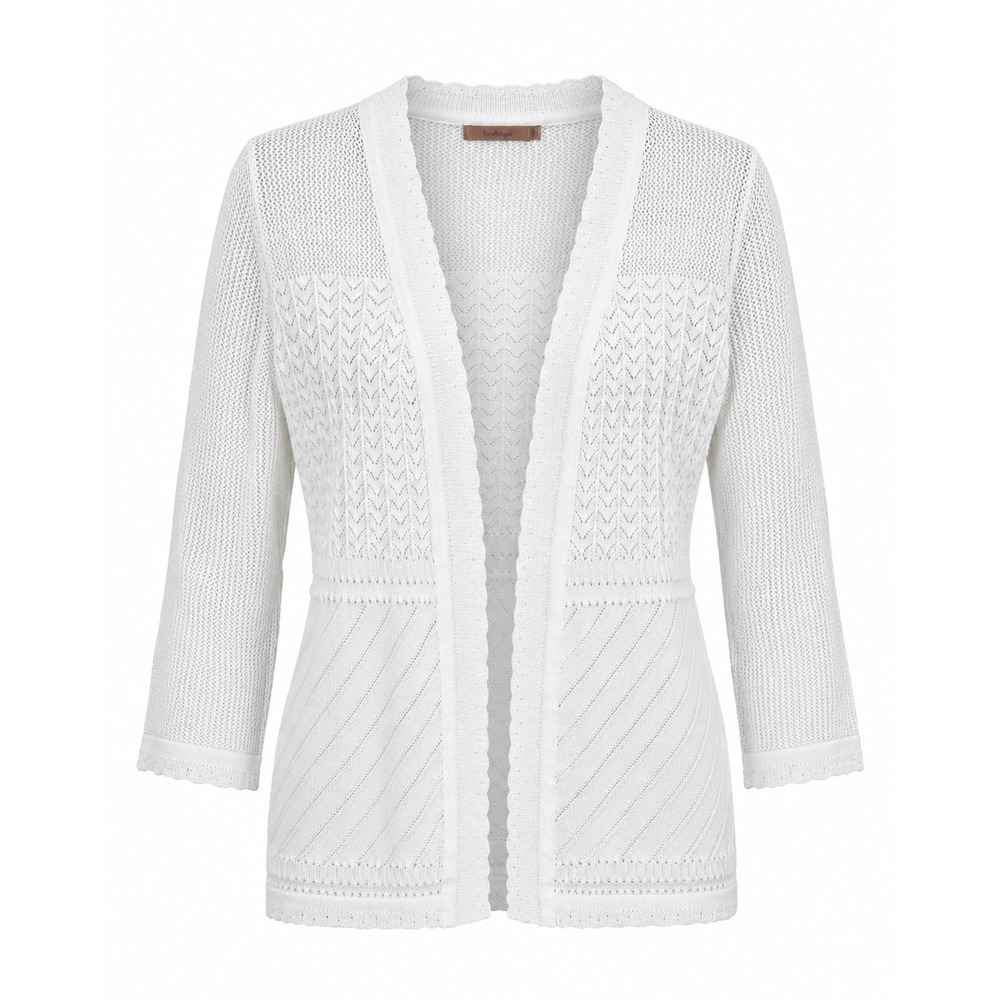 Cottagecore Prairie Belldini Pointelle Knit Cardigan Open Front White Small